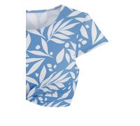 Crop-Bikini-Top LASCANA ACTIVE "Lia", Damen, Gr. 40, Cup C/D, blau weiß bedruckt, Recycling-Polyamid, bedruckt, Bikini-Oberteile, mit Knotenoptik vorn (17101154-40) blau weiß bedruckt