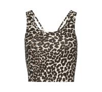Crop-Top LASCANA ACTIVE, Damen, Gr. L (44/46), beige, Obermaterial: 95% Baumwolle, 5% Elasthan, animal-print, bedruckt, sportlich, figurbetont kurz, tiefer Rundhals, ohne Ärmel, Tops, mit Cut-Out Träg