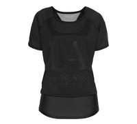 Funktionsshirt LASCANA ACTIVE, Damen, Gr. L (44/46), schwarz, Netz, Top: 81% Polyester, 19% Elasthan, bedruckt, unifarben, Basic normal, Rundhals, abgerundeter Saum, Shirts Funktionsshirt, 2 in 1 T-Sh