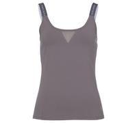 Funktionsshirt LASCANA ACTIVE, Damen, Gr. L (44/46), grau (stone), Jersey, Obermaterial: 95% Baumwolle, 5% Elasthan, Mesh, unifarben, Basic hüftlang, Rundhals, Shirts, mit beschrifteten Trägern und Me