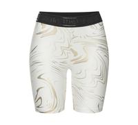 Funktionsshorts LASCANA ACTIVE, Damen, Gr. M (40/42), N-Gr, gold (weiß, goldfarben), Obermaterial: 85% Polyester, 15% Elasthan, bedruckt, gemustert, glänzend, eng ca. Mitte Oberschenkel, Hosen, mit gl