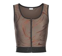 Funktionstop LASCANA ACTIVE, Damen, Gr. M (40/42), braun (braun, kupfer), Obermaterial: 85% Polyester, 15% Elasthan, bedruckt, gemustert, glänzend, eng kurz, Rundhals, Tops, Glänzender 3D Schriftzug a