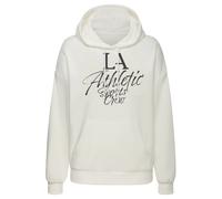Kapuzenpullover LASCANA ACTIVE, Damen, Gr. XS (32/34), weiß, Sweatware, Obermaterial: 60% Baumwolle, 40% Polyester, unifarben, bequem, Rippbündchen, Pullover Kapuzenpullover, mit sportlichem Schriftzu