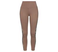 Leggings LASCANA ACTIVE, Damen, Gr. L (44/46), N-Gr, braun (camel), Obermaterial: 95% Baumwolle, 5% Elasthan, unifarben mit Farbeinsätzen, animal-print, sportlich, figurbetont lang, Hosen, Einsätze mi