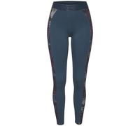 Funktionsleggings LASCANA ACTIVE Gr. XS (32/34), N-Gr, blau (dunkelblau), Damen, Obermaterial: 95% Baumwolle, 5% Elasthan, unifarben mit Farbeinsatz, Hosen, Sportleggings mit seitlichen floralen Einsä