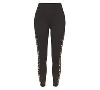 Leggings LASCANA ACTIVE, Damen, Gr. S (36/38), N-Gr, schwarz, Obermaterial: 95% Baumwolle, 5% Elasthan, unifarben mit Farbeinsätzen, animal-print, sportlich, figurbetont lang, Hosen, Einsätze mit Leop
