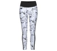 Leggings LASCANA ACTIVE "White Marble", Damen, Gr. 36/38, N-Gr, gelb (weiß, schwarz, gemustert, neongelb), Obermaterial: 85% Polyester, 15% Elasthan, gemustert, kontrastfarbene Details, figurbetont la