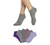 Sneakersocken LASCANA ACTIVE, Damen, Gr. 35/38, lila (1x altrosa, 1x petrol, 1x lila, 1x flieder, 1x stone, 1x graumeliert), Baumwollmischung, unifarben, Socken, mit eingestricktem Marken Logo (982507