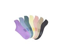 Sneakersocken LASCANA ACTIVE, Damen, Gr. 39-42, lila (1x peach, 1x flieder, 1x hell blau, 1x mint, 1x gelb, 1x silber, 1x beige), Materialmix, unifarben, elastisch, Socken, mit Pikeestruktur (39271460
