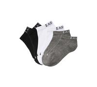 Sneakersocken LASCANA ACTIVE, Damen, Gr. 35/38, schwarz-weiß (2x schwarz, 2x weiß, 2x grau), Baumwollmischung, unifarben, Socken, mit eingestricktem Marken Logo (62654038-35) 2x schwarz, 2x weiß, 2x g