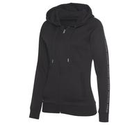 Trainingsjacke LASCANA ACTIVE, Damen, Gr. XL (48/50), schwarz, Interlock, Obermaterial: 100% Baumwolle, unifarben, bequem hüftlang, Bündchen, Jacken Trainingsjacke, mit Logo Tape an den Ärmeln (545739