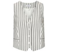 Anzugweste LASCANA "in taillierter Form aus Webware mit Leinenanteil", Damen, Gr. 44, beige (creme, schwaz gestreift), Web, Obermaterial: 85% Viskose, 15% Leinen. Futter: 100% Polyester, gestreift, fi