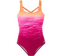 Badeanzug LASCANA, Damen, Gr. 40, Cup B, pink (orange, berry), Elasthan, Polyamid, Farbverlauf, Badeanzüge Badeanzug, mit Batikprint und Shaping-Effekt, Topseller (86111562-40) orange, berry