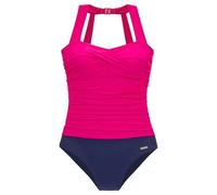 Badeanzug LASCANA, Damen, Gr. 40, Cup B, bunt (beere, marine), Polyamid, Colorblocking, Badeanzüge Badeanzug, mit modischem Rücken und Shaping-Effekt, Topseller (801383-40) beere, marine