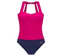 Badeanzug LASCANA, Damen, Gr. 44, Cup D, bunt (beere, marine), Polyamid, Colorblocking, Badeanzüge Badeanzug, mit modischem Rücken und Shaping-Effekt, Topseller (492102-44) beere, marine