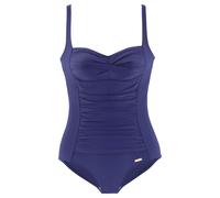 Badeanzug LASCANA "Saphir", Damen, Gr. 42, Cup D, blau, Polyamid, unifarben, Badeanzüge Badeanzug, mit Raffungen und Shaping-Effekt, Topseller (360107-42) blau