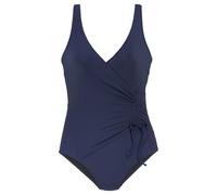 Badeanzug LASCANA "Cillo", Damen, Gr. 40, Cup D, blau (marine), Polyamid, unifarben, Badeanzüge, mit edler Raffung (18715147-40) marine