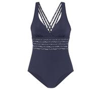 Badeanzug LASCANA "Adele" Gr. 48, Cup D, blau (marine, leo) Damen Badeanzüge (87334947-48) marine, leo