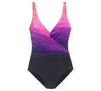 Badeanzug LASCANA Gr. 44, Cup E, blau (marine, pink) Damen Badeanzüge Ocean Blue mit Farbverlauf und Shaping-Effekt (86513816-44)