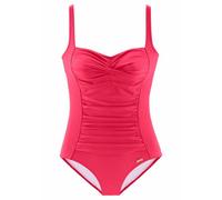 Badeanzug LASCANA Gr. 46, Cup E, rot Damen Badeanzüge Damenbademode mit Raffungen und Shaping-Effekt Bestseller (250179)
