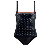 Badeanzug LASCANA "Kimer", Damen, Gr. 38, Cup B, schwarz (schwarz, bedruckt), Polyamid, bedruckt, gemustert, Badeanzüge, mit modernem Print und Shaping-Effekt (21592364-38) schwarz, bedruckt