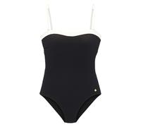 Badeanzug LASCANA "Chic", Damen, Gr. 38, Cup C/D, schwarz, creme, Recycling-Polyamid, Strukturmuster, kontrastfarbene Details, Badeanzüge Badeanzug, aus eleganter Strukturware (75868044-38) schwarz, c