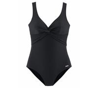 Badeanzug LASCANA, Gr. 38, Cup D, schwarz, Polyamid, unifarben, Badeanzüge Badeanzug, mit Shaping-Einsatz vorn, eingearbeitete Softcups, mit Raffungen (343760-38) schwarz