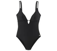 Badeanzug LASCANA "Zade", Damen, Gr. 42, Cup A/B, schwarz, Recycling-Polyamid, unifarben, Badeanzüge, Mit Zierperle am Ausschnitt (84510046-42) schwarz