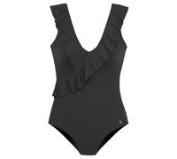 Badeanzug LASCANA, Damen, Gr. 42, Cup C, schwarz, Microfaser, Polyamid, Badeanzüge Badeanzug, mit Tragevarianten und Rüschen-Volants (65428302-42) schwarz
