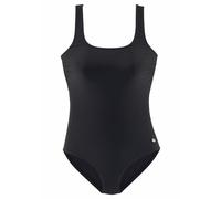 Badeanzug LASCANA, Damen, Gr. 42, Cup F, schwarz, Polyamid, unifarben, Badeanzüge Badeanzug, mit gekreuzten Bändern im Rücken und Shaping-Effekt (792726-42) schwarz