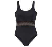 Badeanzug LASCANA "Adele", Damen, Gr. 52, Cup F, schwarz (schwarz, leo), Recycling-Polyamid, unifarben, Badeanzüge Badeanzug, mit Shaping-Effekt und bedruckten Details (94976651-52) schwarz, leo