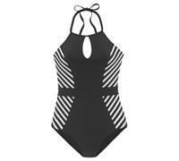 LASCANA Badeanzug Damen schwarz-weiß-goldfarben Gr.42 Cup A/B