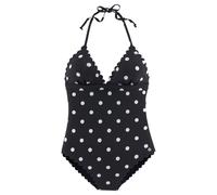 Badeanzug LASCANA "Jada", Damen, Gr. 36, Cup A/B, schwarz-weiß (schwarz, weiß), Polyamid, gepunktet, Badeanzüge Badeanzug, mit Punkten und Muschelkante, Topseller (77059115-36)