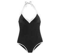 Badeanzug LASCANA, Damen, Gr. 38, N-Gr, schwarz-weiß (schwarz, weiß), Polyamid, kontrastfarbene Details, unifarben, Badeanzüge Badeanzug, mit kontrastfarbener Einfassung (77317023-38) schwarz, weiß