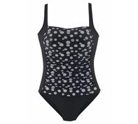 Badeanzug LASCANA, Damen, Gr. 38, Cup B, schwarz-weiß (schwarz, weiß), Polyamid, gepunktet, Badeanzüge Badeanzug, im modischen Design mit Shaping-Effekt (201474-38) schwarz, weiß