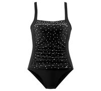Badeanzug LASCANA "Leona", Damen, Gr. 48, Cup B, schwarz-weiß (schwarz, weiß), Recycling-Polyamid, bedruckt, gepunktet, Badeanzüge Badeanzug, mit Miedereinsatz, eingearbeitete Softcups, mit Unterbrust