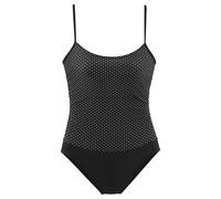 Badeanzug LASCANA, Damen, Gr. 56/58, N-Gr, schwarz-weiß (schwarz, weiß), Polyamid, Colorblocking, gepunktet, unifarben, Badeanzüge Badeanzug, Vordermieder für flacheren Bauch, verstellbare Träger (888