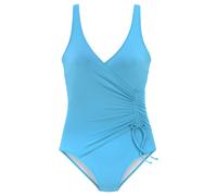 Badeanzug LASCANA "Cillo", Damen, Gr. 40, Cup D, blau (türkis), Polyamid, unifarben, Badeanzüge Badeanzug, mit edler Raffung (28228047-40) türkis