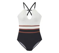 Badeanzug LASCANA, Damen, Gr. 46, Cup C/D, schwarz-weiß (weiß, schwarz), Obermaterial: 92% Polyamid, 8% Elasthan. Obermaterial 2: 45% Polyester, 20% Elasthan, 18% metallisierte Fasern, 17% Polyamid, C