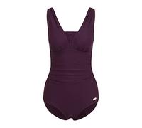 Badeanzug LASCANA, Damen, Gr. 50, Cup B, lila (aubergine), Polyamid, unifarben, Badeanzüge Badeanzug, mit Raffung am Ausschnitt und Shaping-Effekt (456909-50) aubergine