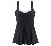 Badekleid LASCANA, Damen, Gr. 50, Cup D, weiß (schwarz, reinweiß), Polyamid, kontrastfarbene Details, unifarben, Badeanzüge, mit Kontrasteinsätzen und Shaping-Effekt (409547-50) schwarz, reinweiß