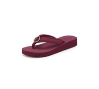 Badezehentrenner LASCANA "Sandale, Badeschuh, Pantolette, Badelatsche, Flip Flop, Sommerschuh", Damen, Gr. 42, bordeaux, Obermaterial: 100% Textilmaterial. Decksohle: 100% Synthetik. Futter: 100% Text