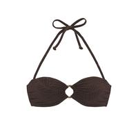 Bandeau-Bikini-Top LASCANA "Fay", Damen, Gr. 42, Cup C/D, braun, Obermaterial: 94% Polyamid, 6% Elasthan. Futter: 90% Polyester, 10% Elasthan, Strukturmuster, Bikini-Oberteile, aus eleganter Strukturw