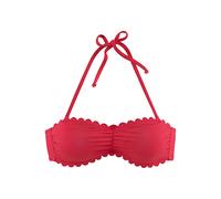 Bandeau-Bikini-Top LASCANA "Scallop" Gr. 40, Cup C/D, rot Damen Bikini-Oberteile (14704549-40) rot