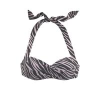 Bandeau-Bikini-Top LASCANA "Kaa", Damen, Gr. 36, Cup C, schwarz (schwarz, bedruckt), Recycling-Polyamid, Animalprint, Bikini-Oberteile, im Animal-Design (36125748-36) schwarz, bedruckt