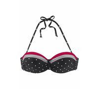 LASCANA Bandeau-Bikini-Top Damen schwarz-rot Gr.38 Cup D