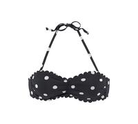 Bandeau-Bikini-Top LASCANA "Jada", Damen, Gr. 38, Cup A/B, schwarz-weiß (schwarz, weiß), Polyamid, gepunktet, Bikini-Oberteile, mit Muschelkante und Pünktchendruck (15220609-38) schwarz, weiß