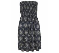 Bandeaukleid LASCANA, Damen, Gr. 34, N-Gr, beige (schwarz, beige, bedruckt), Jersey, Obermaterial: 100% Viskose, bedruckt, figurumspielend kniefrei, gekräuselter Ausschnitt, Kleider, mit gesmoktem Obe