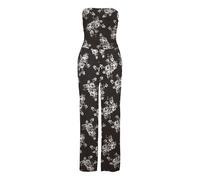 Bandeauoverall LASCANA, Damen, Gr. 48, schwarz creme flower, Jersey, Obermaterial: 95% Viskose, 5% Elasthan, gemustert, figurbetont lang, ohne Ausschnitt, Overalls, mit Alloverprint (38876002-48) schw