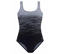 Badeanzug LASCANA Gr. 38, Cup E, schwarz-weiß (schwarz, grau) Damen Badeanzüge Ocean Blue mit Batikprint und Shaping-Effekt Bestseller (82508129-38)